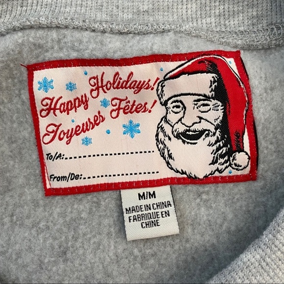 Ugly Sweater Christmas Happy Holidays Gray Fleece Ho Ho Ho Logo Adult Sweater - Picture 3 of 9